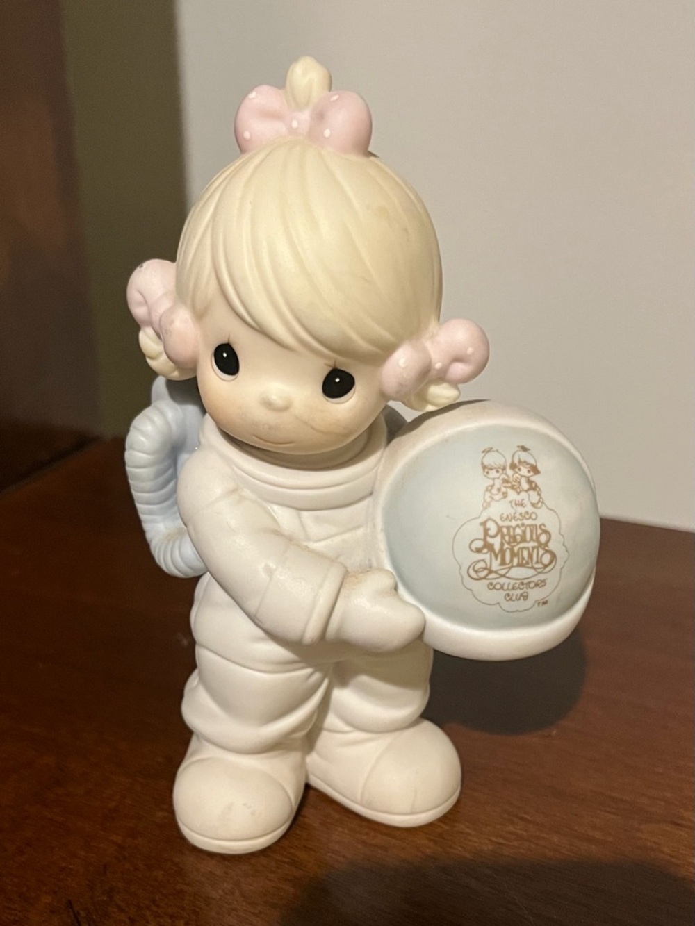 Precious Moments Cream & Pink Astronaut Figurine Collectible